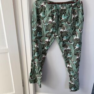 Tropical Leaf Print Pants size L